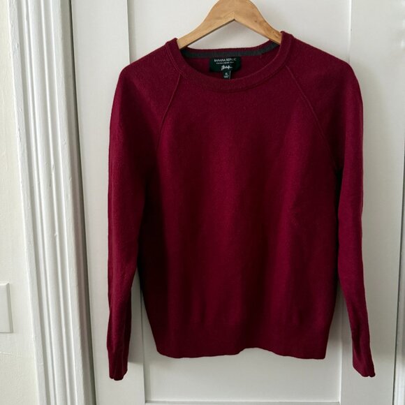 Banana Republic Other - Banana Republic Men's Baruffa Italian Merino Wool Red Crew Sweater Sze XL Shrunk